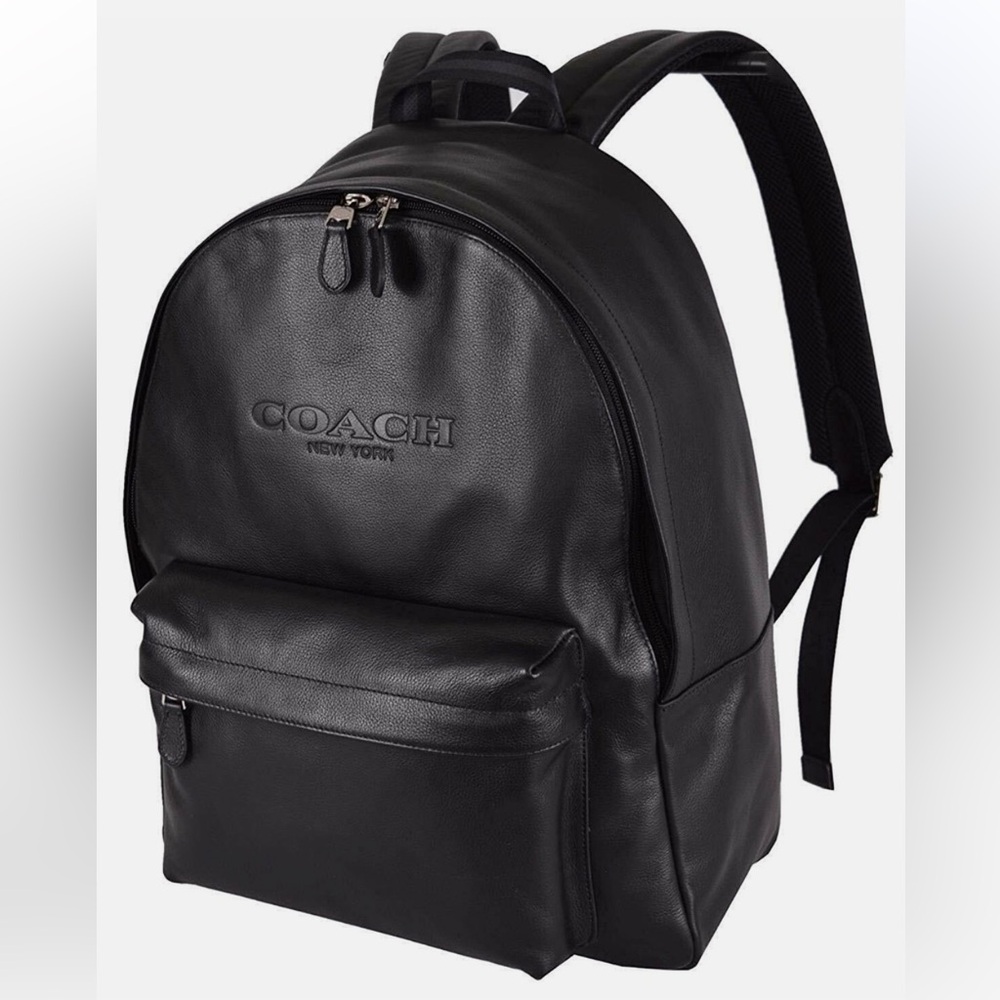 Coach Charles Large Leather Unisex Backpack BookBag in Black F54786 - Picture 3 of 17